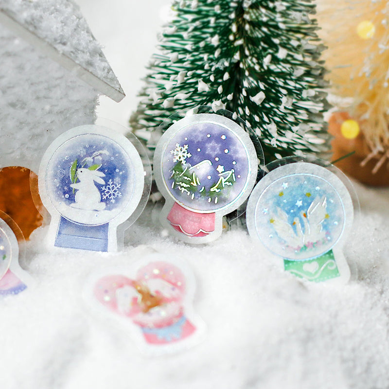 BGM Flakes Seal — Winter Snow Globe — close-up