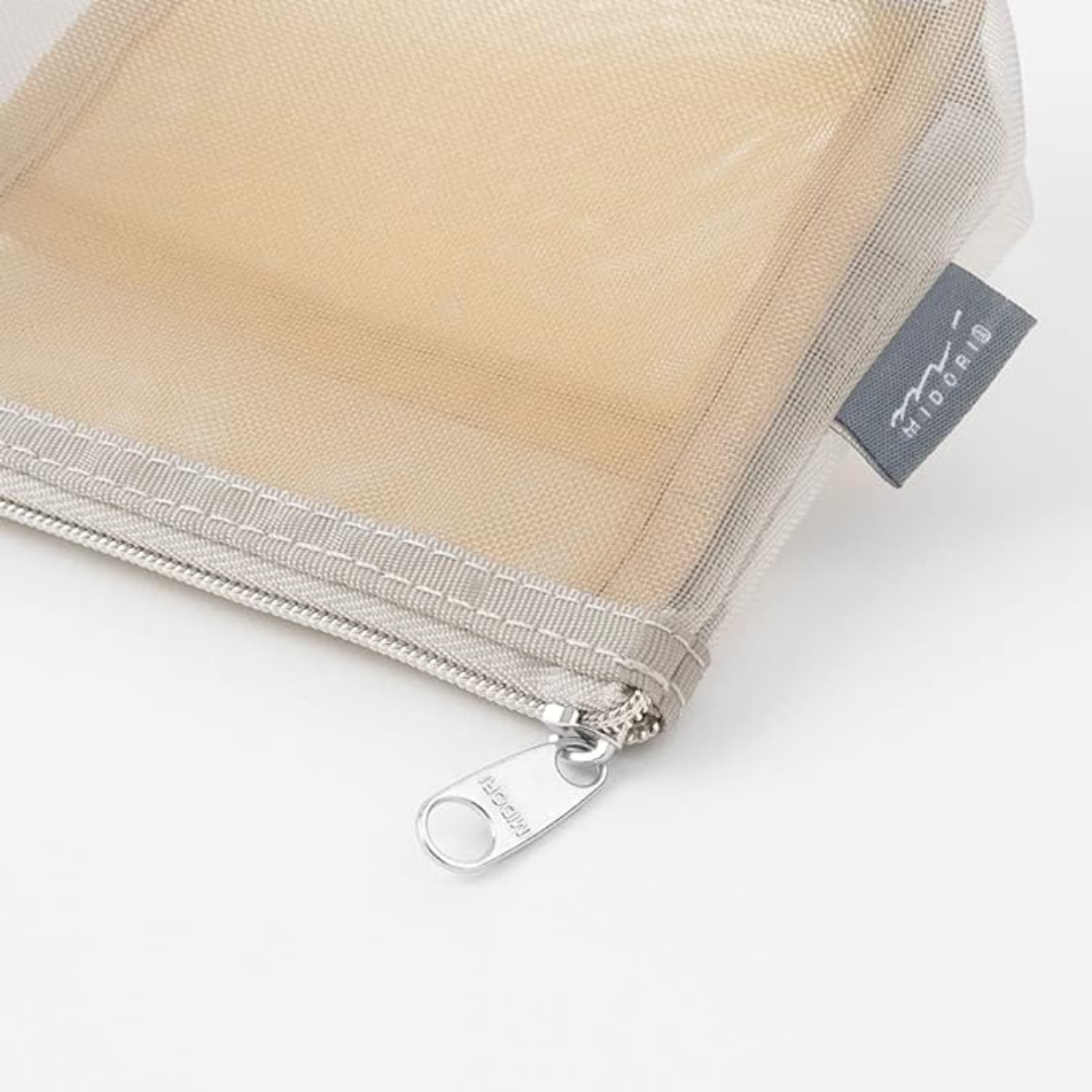 Midori Pen & Tool Pouch Mesh with Gusset — Gray — angle view