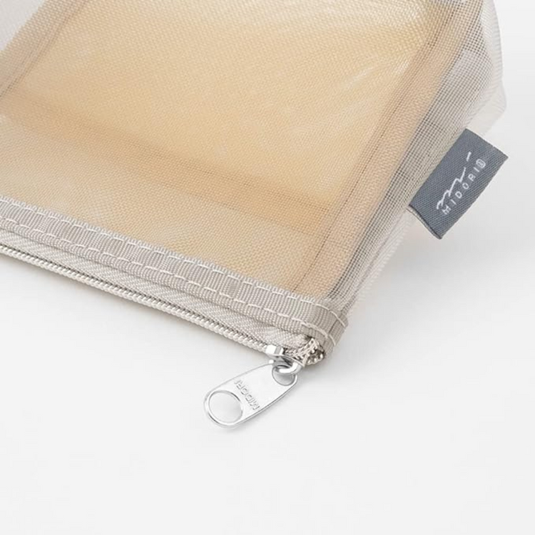 Midori Pen & Tool Pouch Mesh with Gusset — Gray — angle view