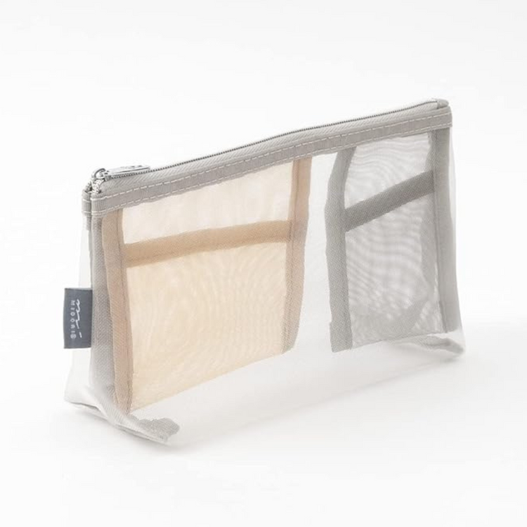 Midori Pen & Tool Pouch Mesh with Gusset — Gray — detail view