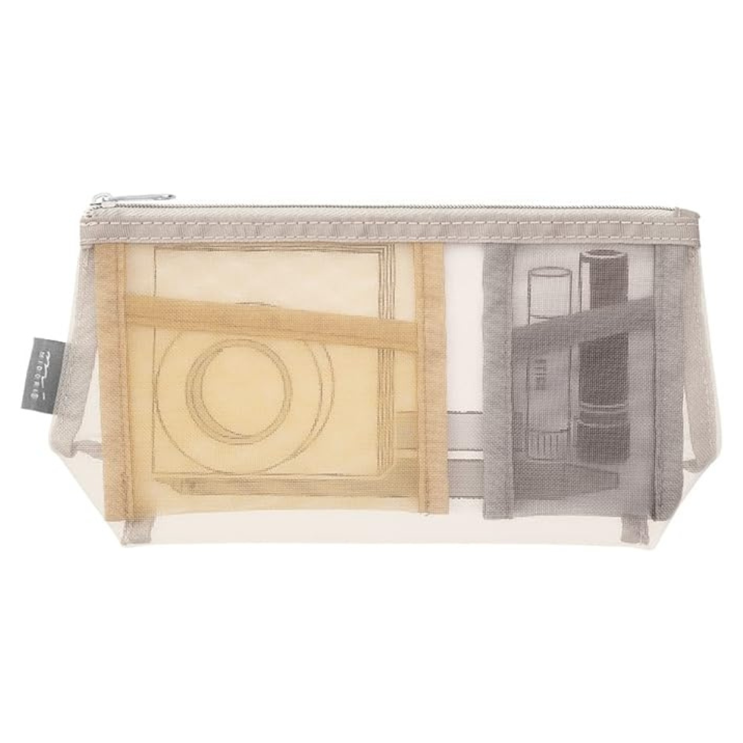 Midori Pen & Tool Pouch Mesh with Gusset — Gray — front view