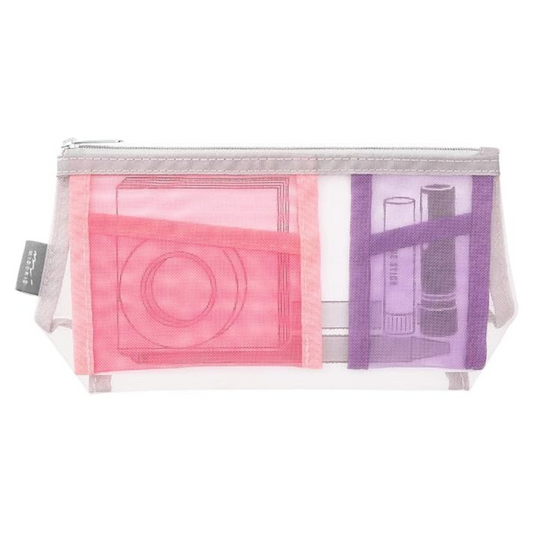 Midori Pen & Tool Pouch Mesh with Gusset — Pink — front view