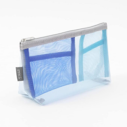Midori Pen & Tool Pouch Mesh with Gusset — Light Blue — detail view
