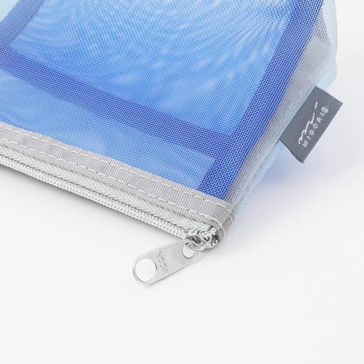 Midori Pen & Tool Pouch Mesh with Gusset — Light Blue — angle view