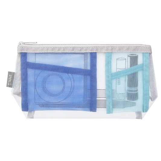 Midori Pen & Tool Pouch Mesh with Gusset — Light Blue — front view