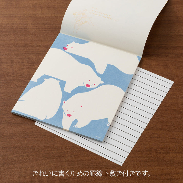 Midori Easy & Cozy Letter Pad — Polar Bear — with packaging
