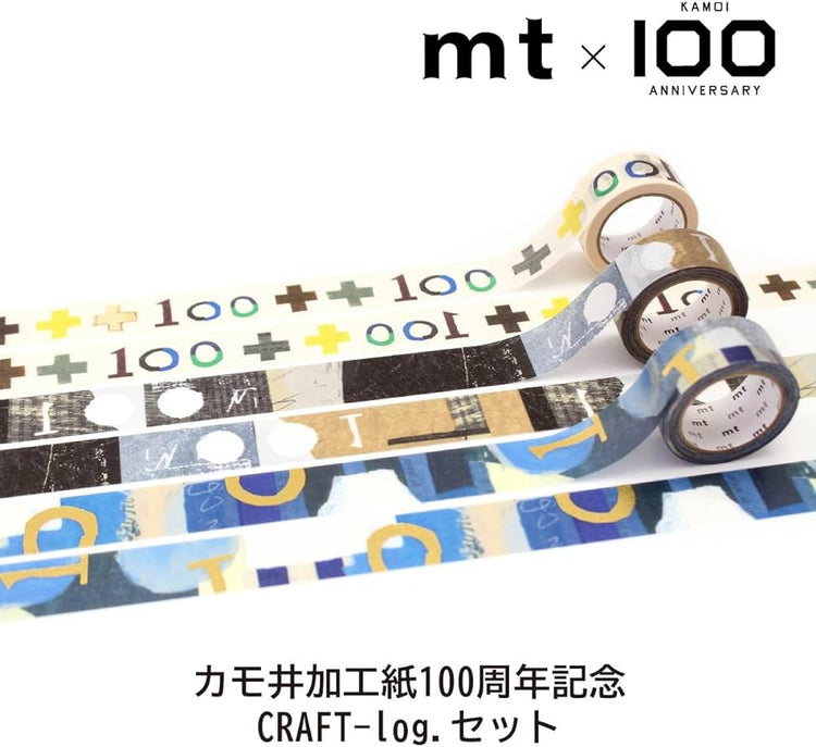 mt Washi Tape — KAMOI 100th anniversary commemorative set-CRAFT-log — rolled out on paper