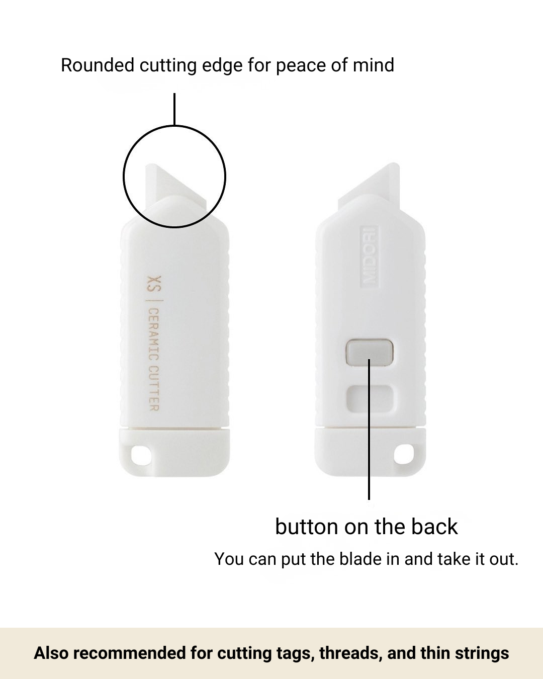 Midori XS Ceramic Cutter — White — front view
