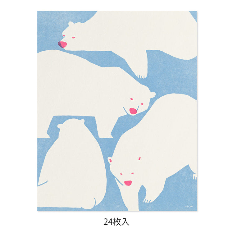 Midori Easy & Cozy Letter Pad — Polar Bear — detail view