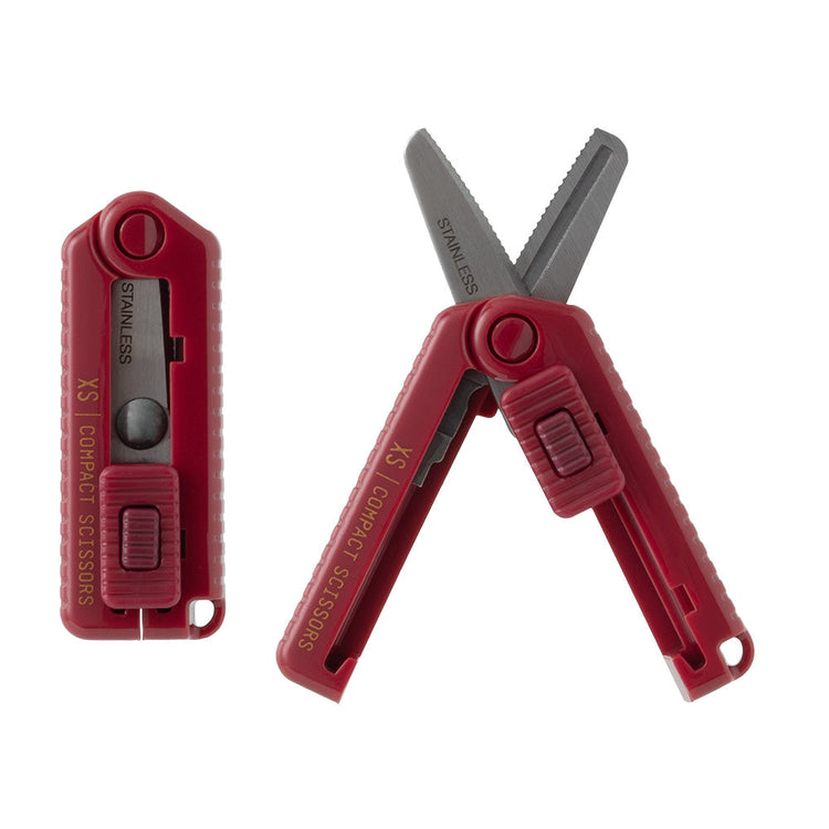 Midori XS Compact Scissors Serrated — Dark Red — detail view