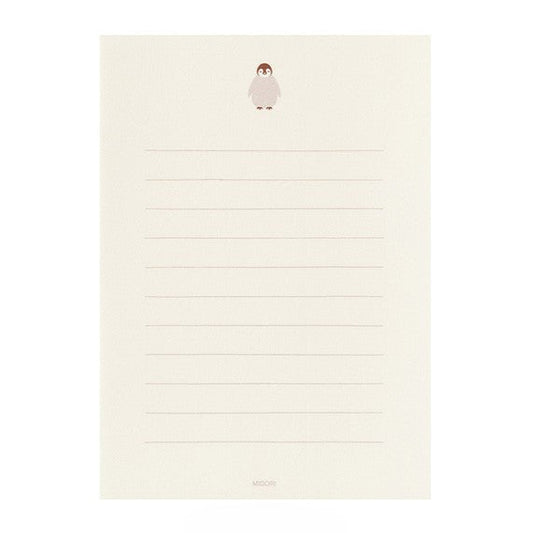 Midori Letter Paper & Envelopes with Stickers — Penguin A — detail view
