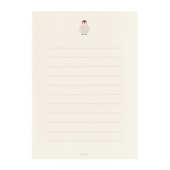 Midori Letter Paper & Envelopes with Stickers — Penguin A — detail view