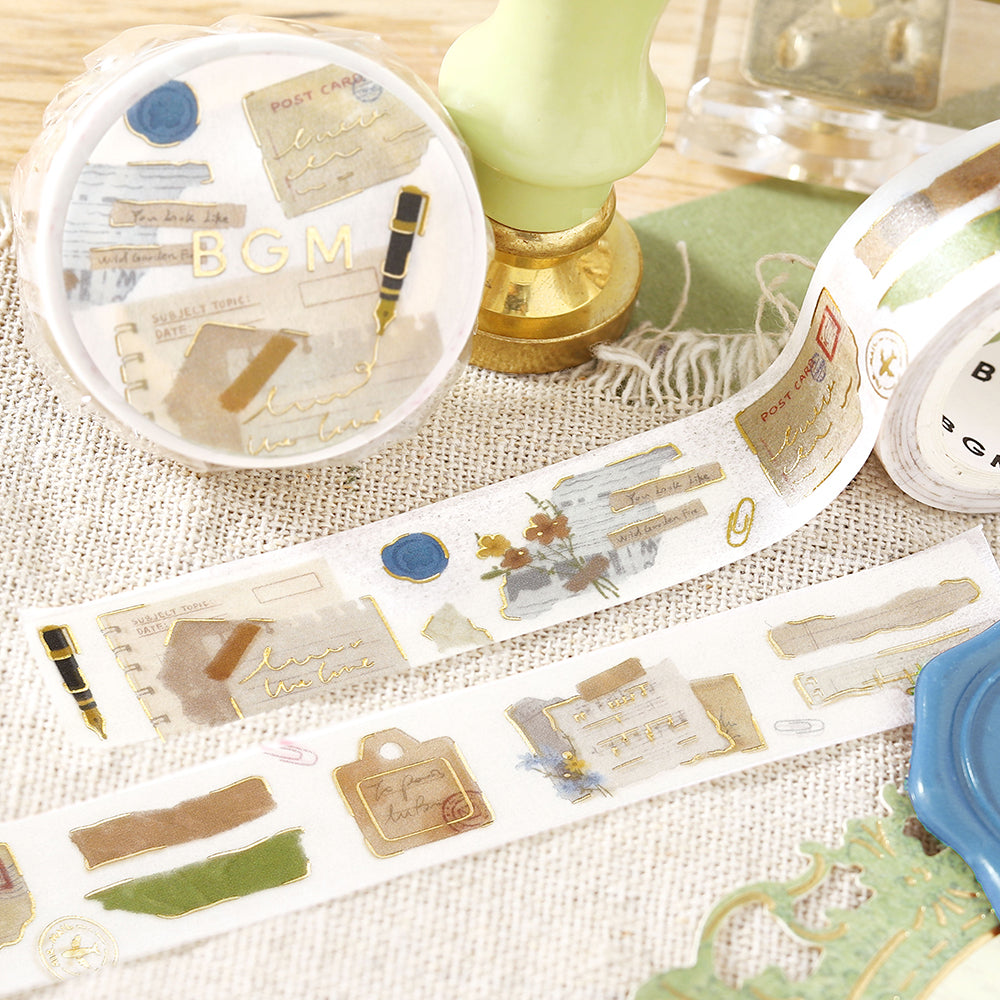 BGM Foil Stamping Masking Tape — Collage Fragments — with packaging