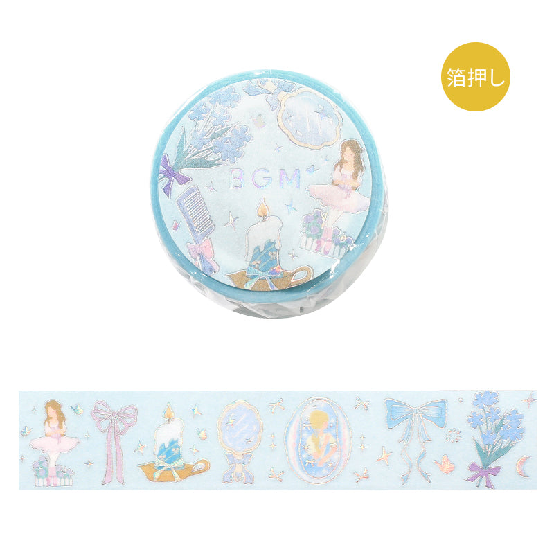 BGM Foil Stamping Masking Tape — Ballerina Blue — roll front