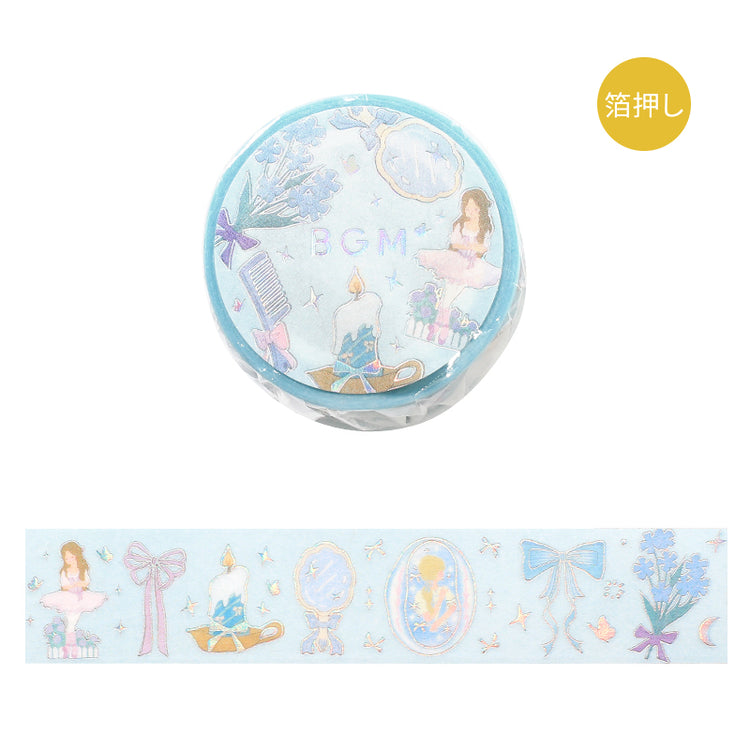 BGM Foil Stamping Masking Tape — Ballerina Blue — roll front