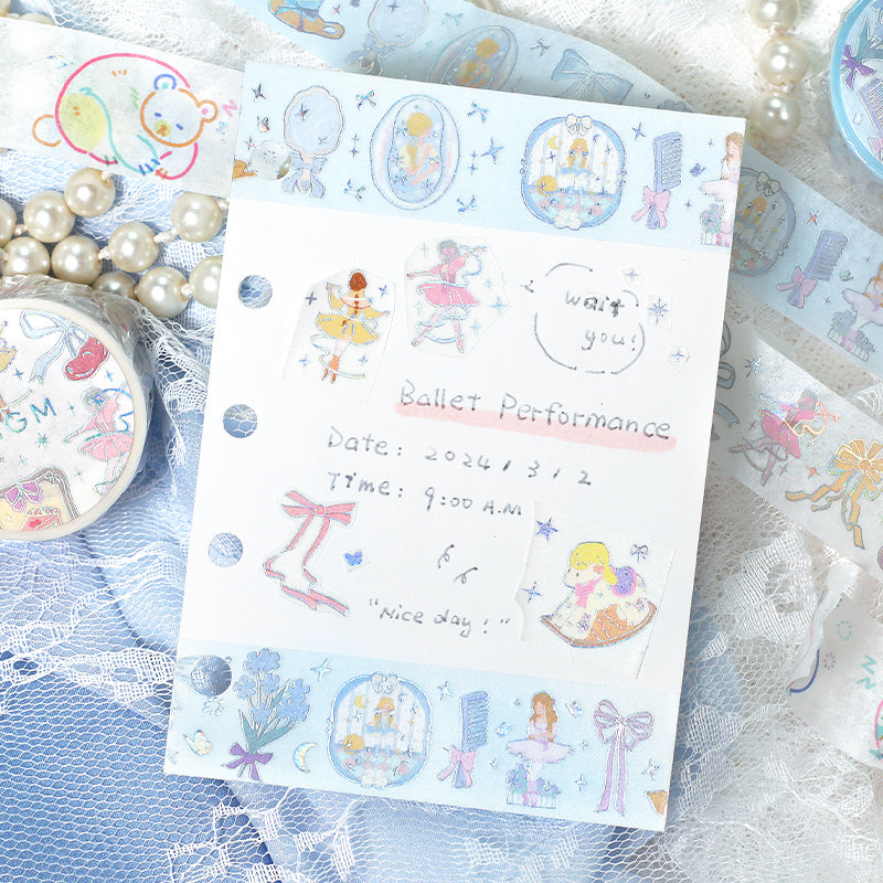 BGM Foil Stamping Masking Tape — Ballerina Blue — roll side view
