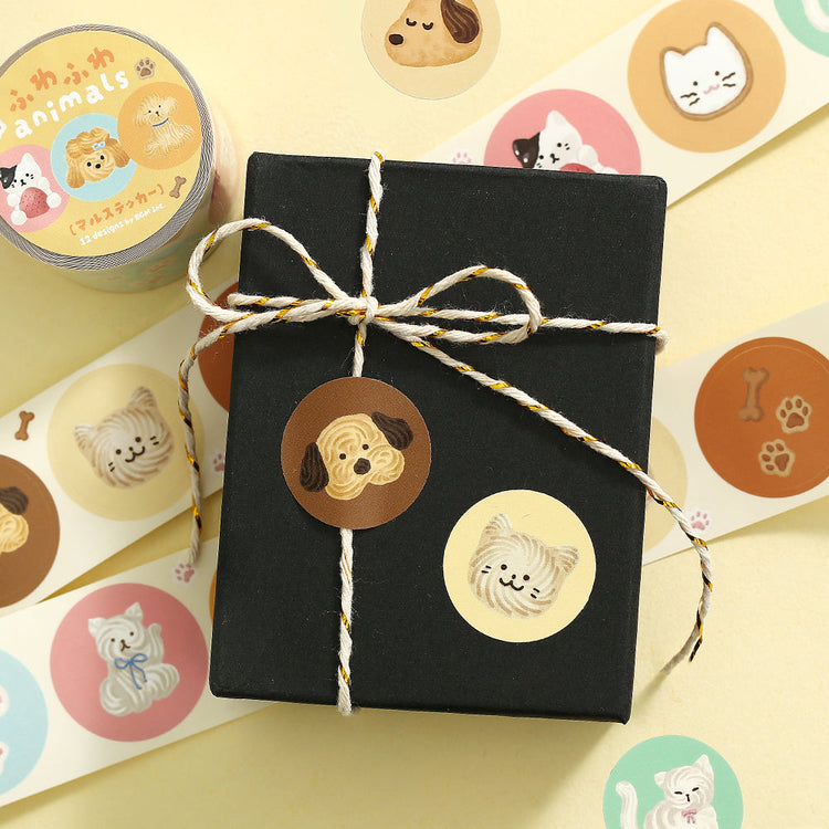 BGM Roll Sticker — Fluffy Animals — close-up
