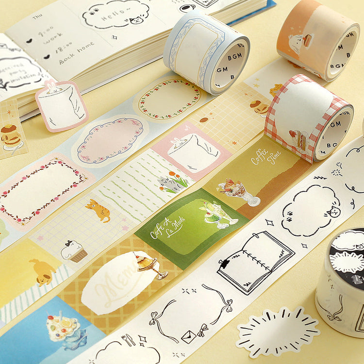 BGM Roll Sticker: Writable — Café à la Mode — flat lay
