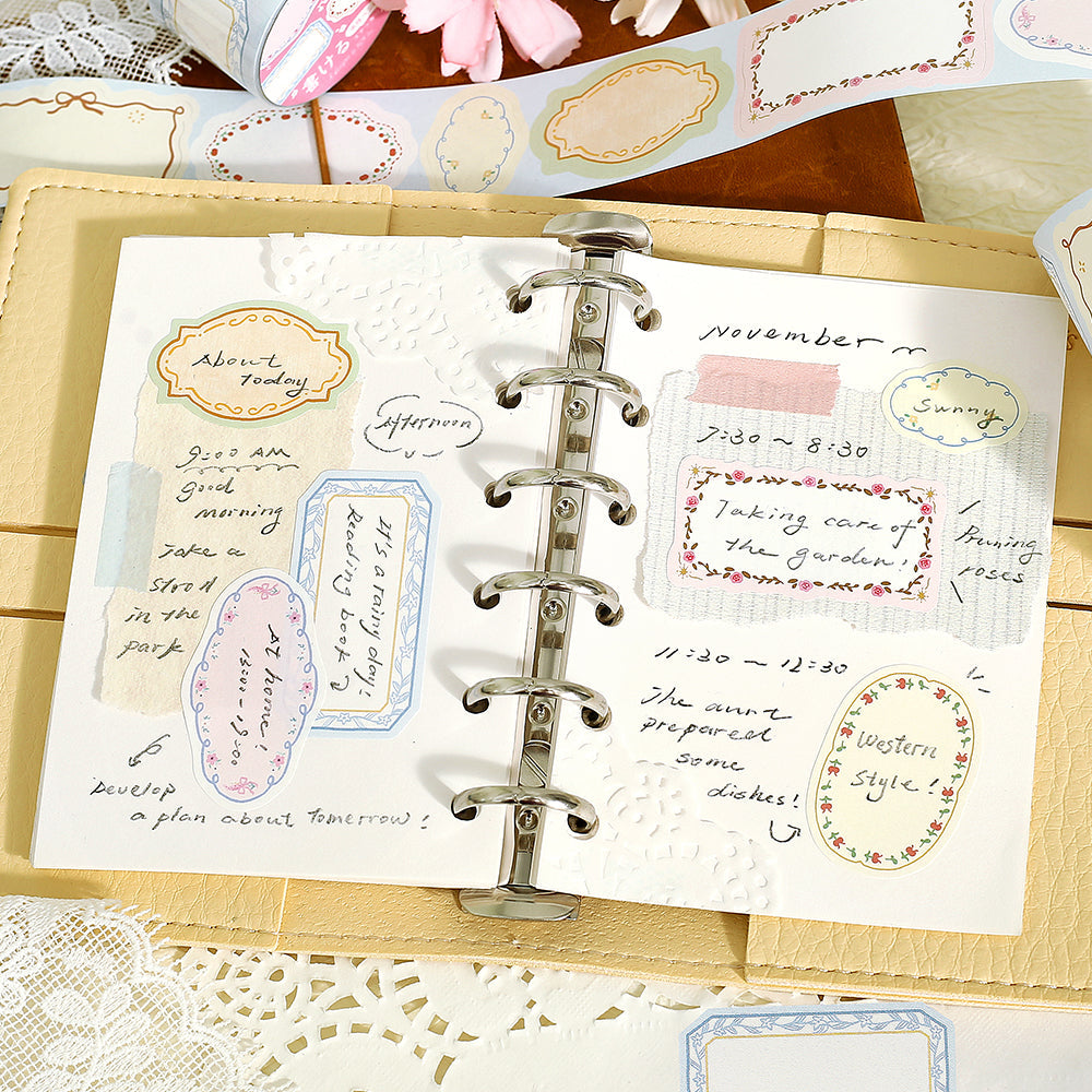 BGM Roll Sticker: Writable — Flower Frame — with packaging