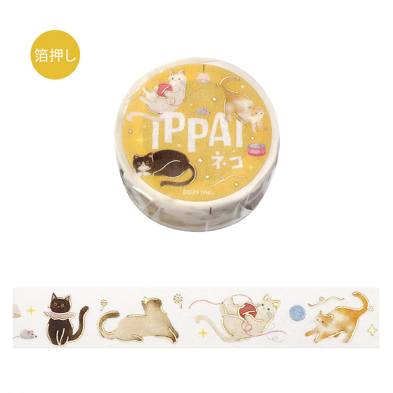 BGM Foil Stamping Masking Tape — IPPAI・Cats Galore — roll front