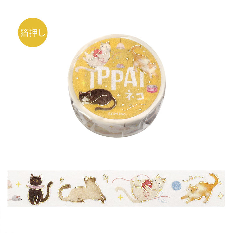 BGM Foil Stamping Masking Tape — IPPAI・Cats Galore — roll front