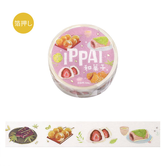 BGM Foil Stamping Masking Tape — IPPAI・Japanese Sweets Galore — roll front