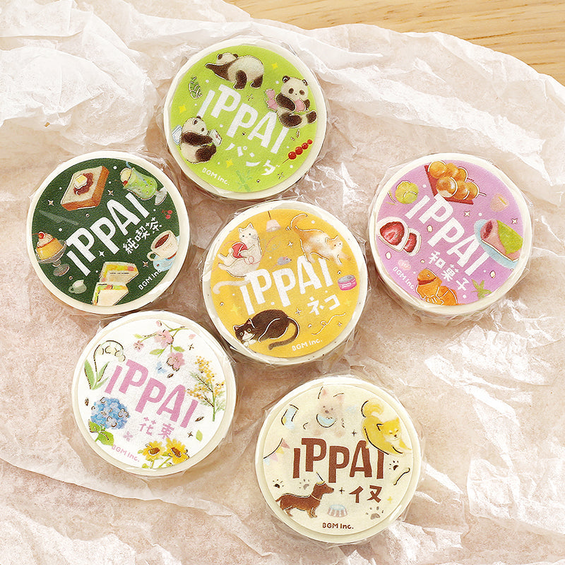 BGM Foil Stamping Masking Tape — IPPAI・Japanese Sweets Galore — roll side view
