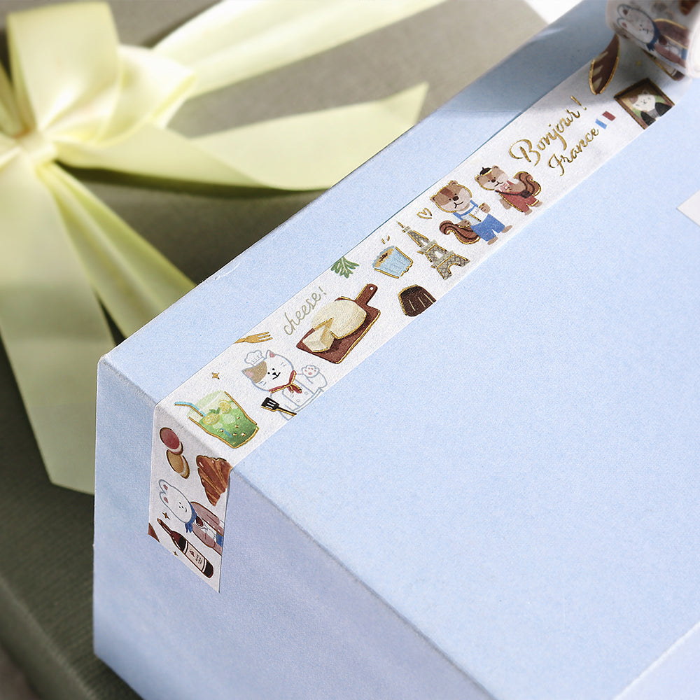 BGM Foil Stamping Masking Tape: World Cafe Travel — France — with packaging
