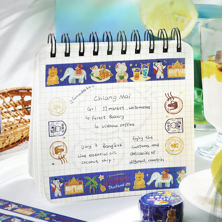 BGM Foil Stamping Masking Tape: World Cafe Travel — Thailand — with packaging