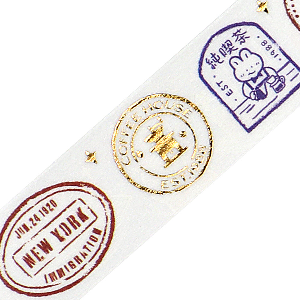 BGM Foil Stamping Masking Tape: World Cafe Travel — Stamps — stamped impression
