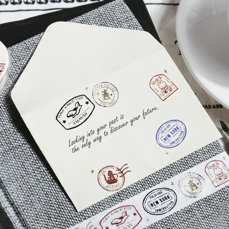 BGM Foil Stamping Masking Tape: World Cafe Travel — Stamps — close-up of design