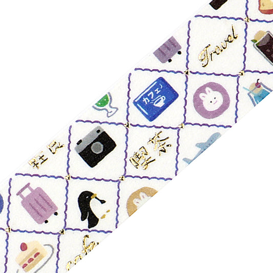 BGM Foil Stamping Masking Tape: World Cafe Travel — Mini Stamps — stamped impression