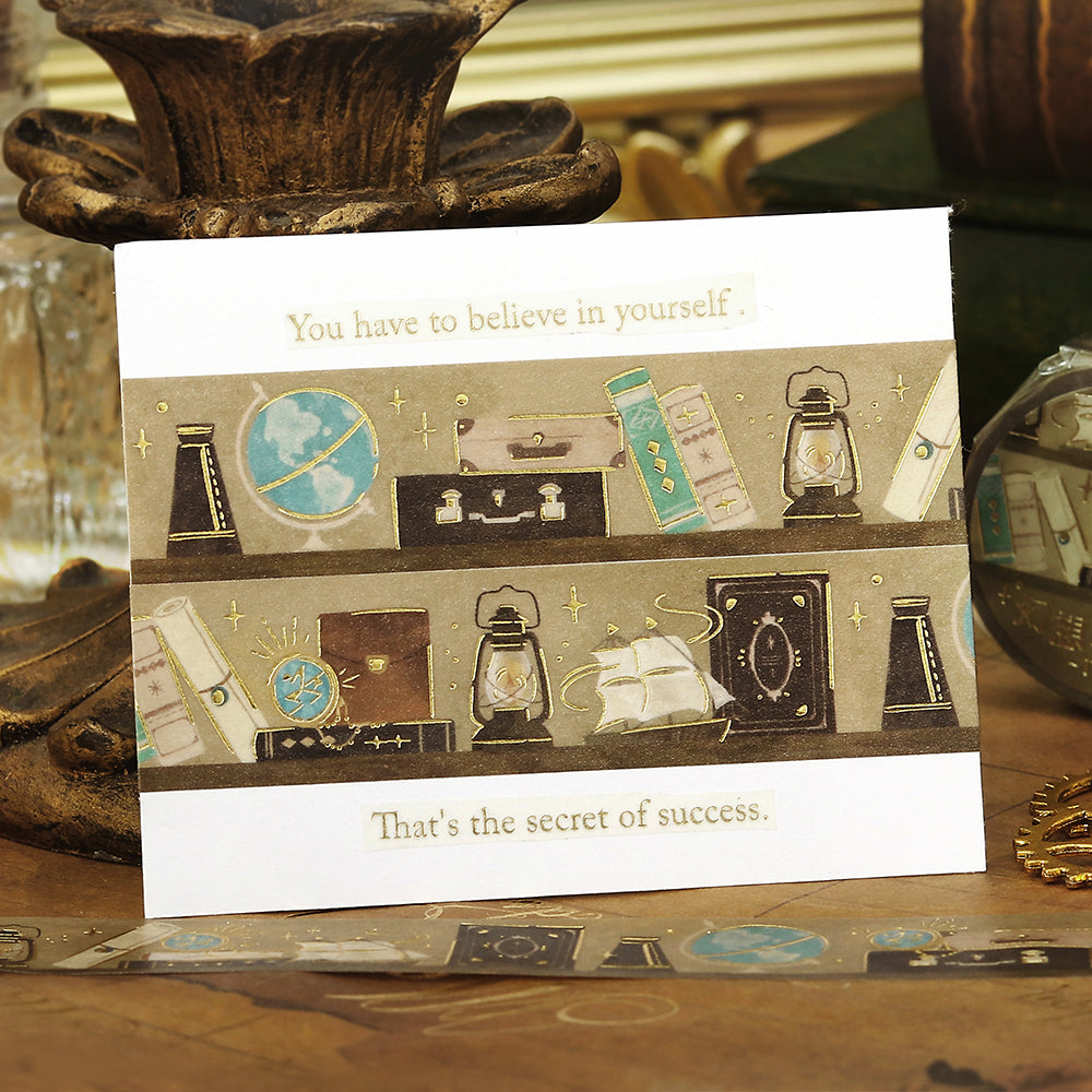 BGM Foil Stamping Masking Tape — Fantasy Bibliotheca Travel — with packaging