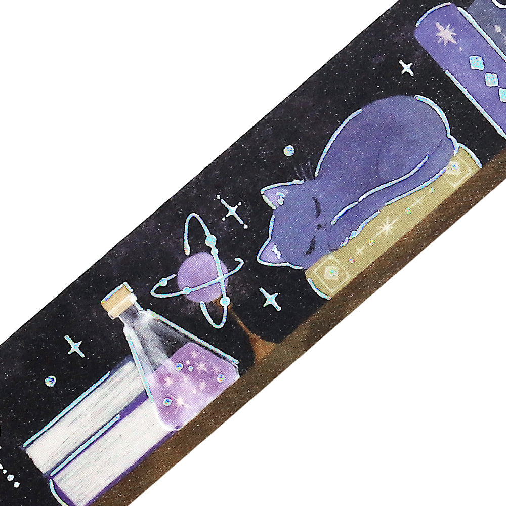 BGM Foil Stamping Masking Tape — Fantasy Bibliotheca Cat — pattern detail