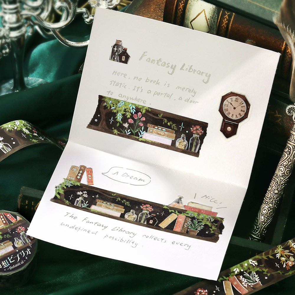 BGM Foil Stamping Masking Tape — Fantasy Bibliotheca Botanical — with packaging
