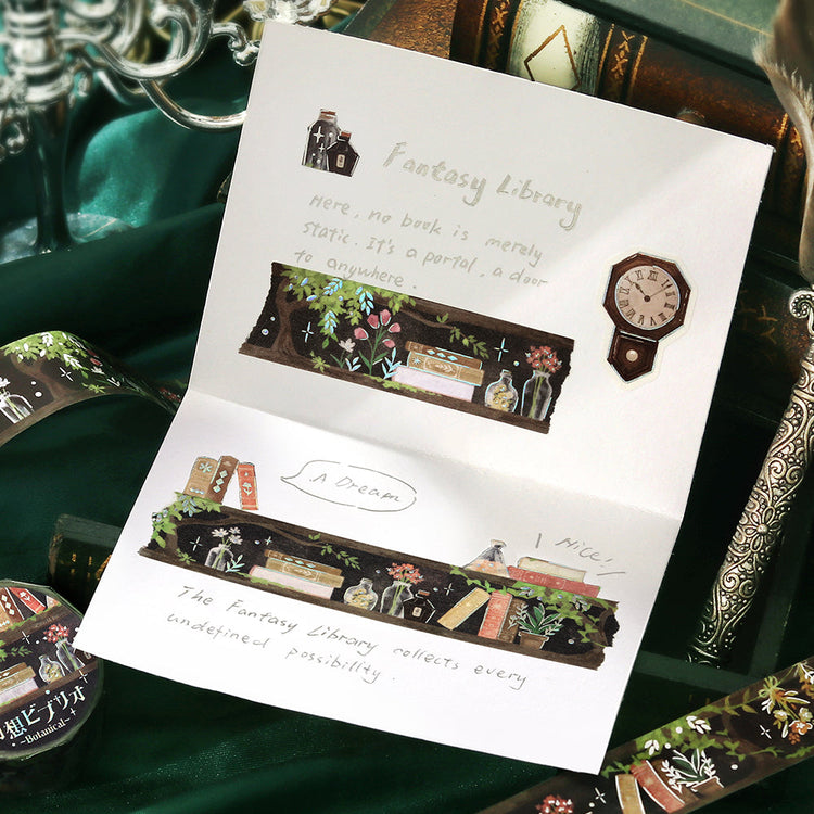 BGM Foil Stamping Masking Tape — Fantasy Bibliotheca Botanical — with packaging