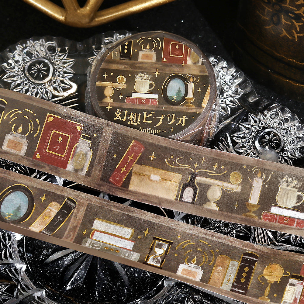 BGM Foil Stamping Masking Tape — Fantasy Bibliotheca Antique — rolled out on paper