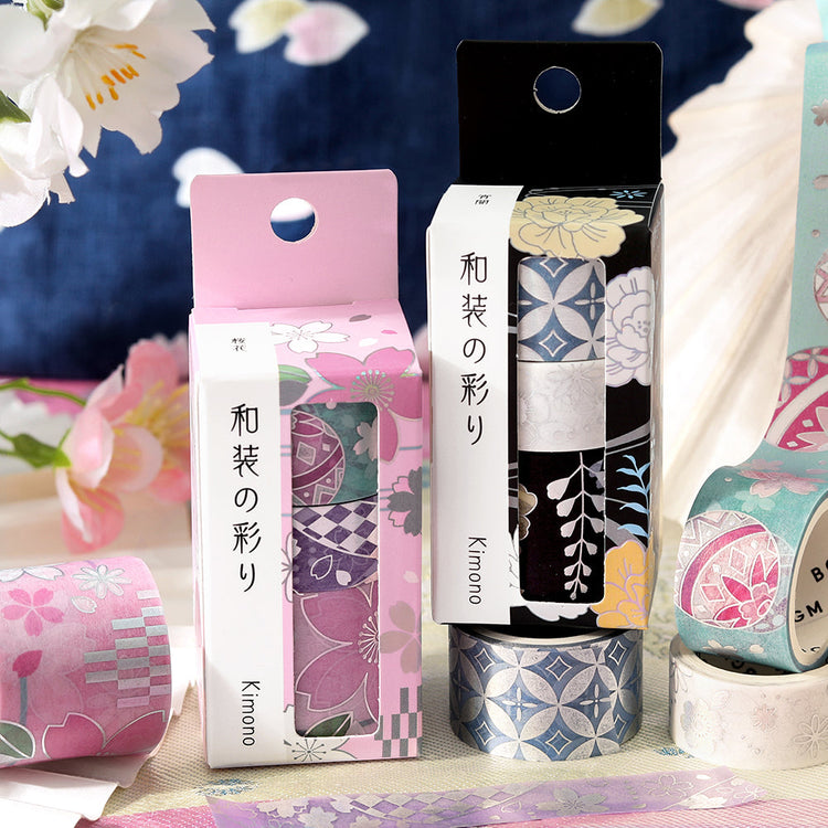 BGM Foil Stamping Masking Tape: The Color of Kimono — Cherry Blossoms — roll side view