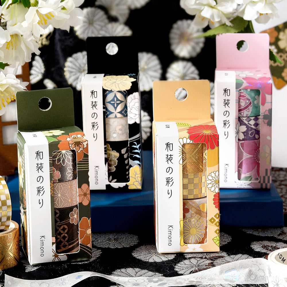 BGM Foil Stamping Masking Tape: The Color of Kimono — Cherry Blossoms — flat lay