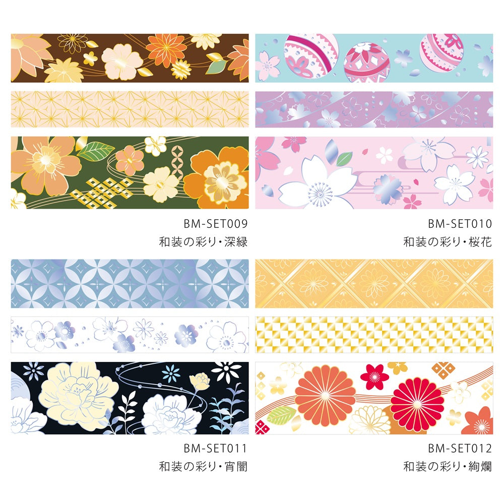 BGM Foil Stamping Masking Tape: The Color of Kimono — Cherry Blossoms — roll front