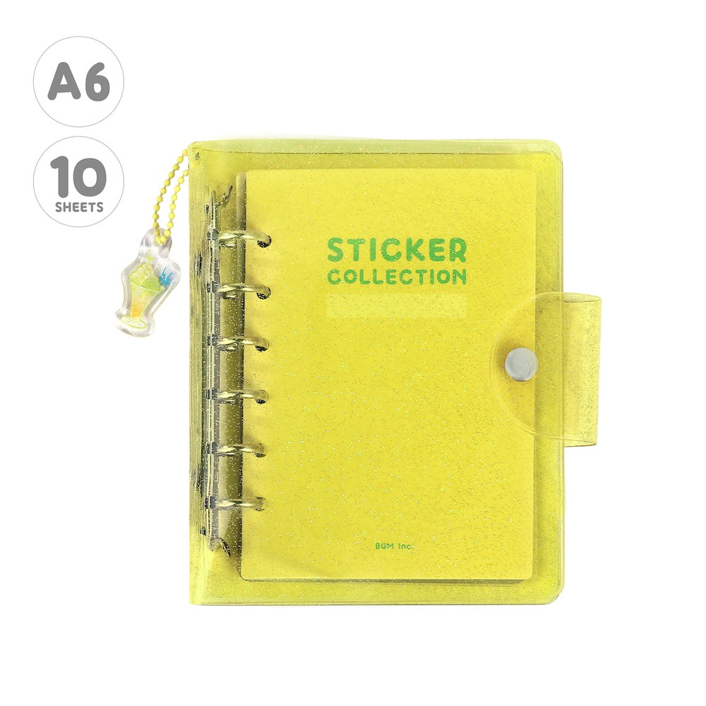 BGM Notebook-Style Sticker Book — A6 Glitter Yellow — sheet front