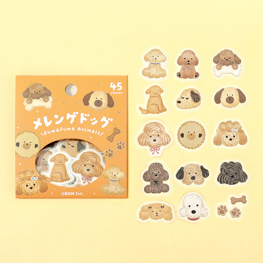 BGM Foil Stamping Flake Seal: Fluffy Animals — Meringue Dog — sheet front