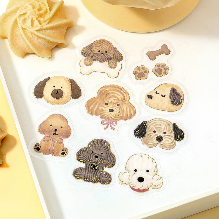 BGM Foil Stamping Flake Seal: Fluffy Animals — Meringue Dog — applied in a journal
