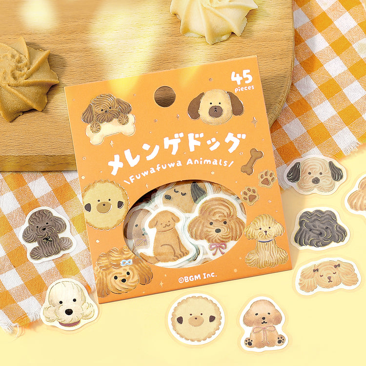 BGM Foil Stamping Flake Seal: Fluffy Animals — Meringue Dog — close-up