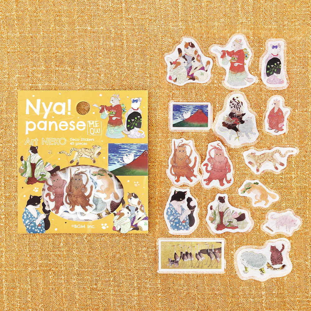 BGM Foil Stamping Flake Seal — Nyapanese Art NEKO: Yellow Dan — sheet front