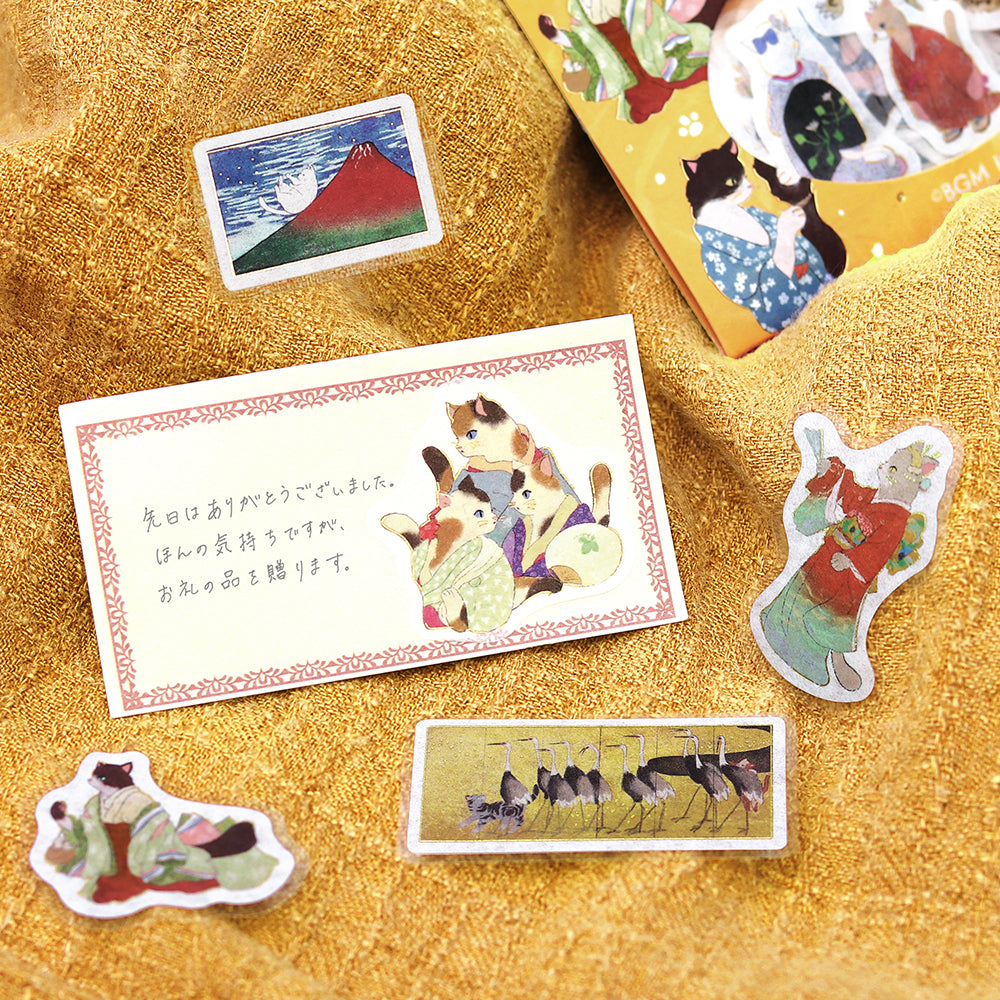 BGM Foil Stamping Flake Seal — Nyapanese Art NEKO: Yellow Dan — close-up