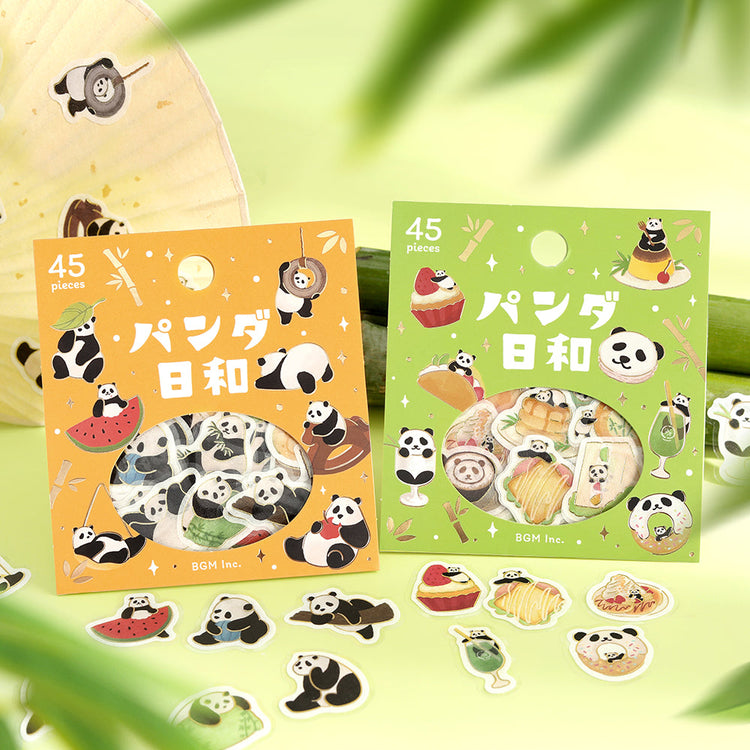 BGM Foil Stamping Flake Seal: Panda Days — Tea Room — flat lay