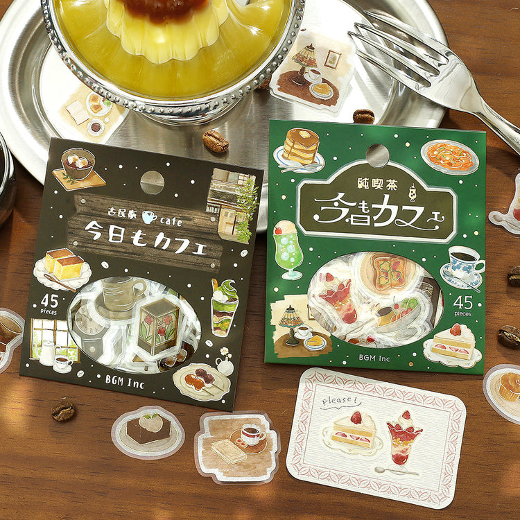 BGM Foil Stamping Flake Seal: Today's Cafe — Classic Coffee Shop — flat lay