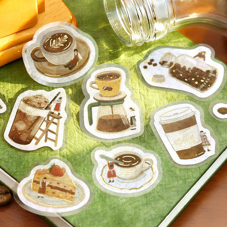 BGM Foil Stamping Flake Seal — Petit Story Cafe — applied in a journal