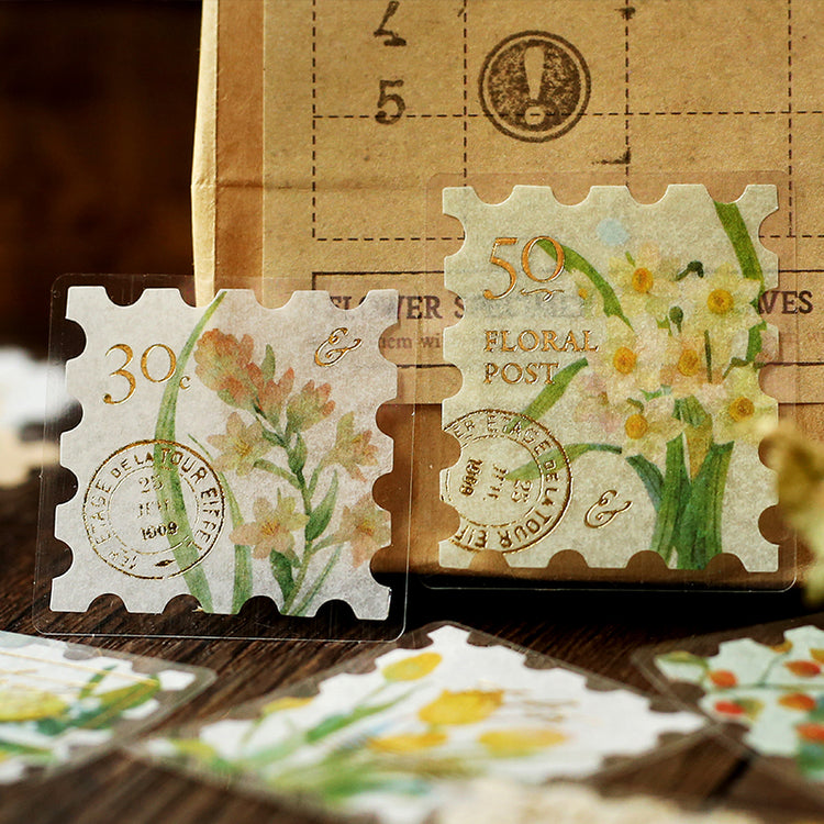 BGM Foil Stamping Flake Seal: Post Office Botanical Book — Yellow — applied in a journal
